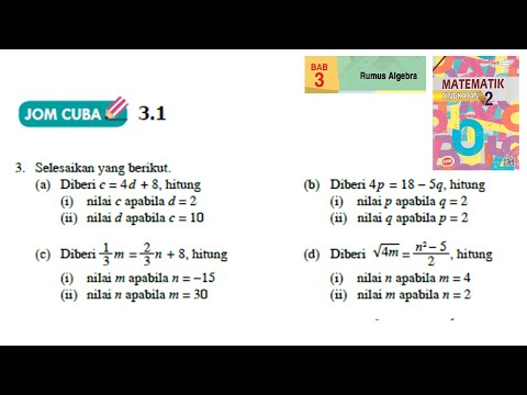 Kssm Matematik Tingkatan 2 Bab 3 Rumus Algebra Jom Cuba 3 1 No3 A D Buku Teks Form2 Kelas Live