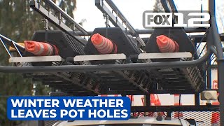 Winter weather leaves potholes on roads