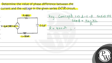 Determine the value of phase difference between the current and the voltage in the given series ...