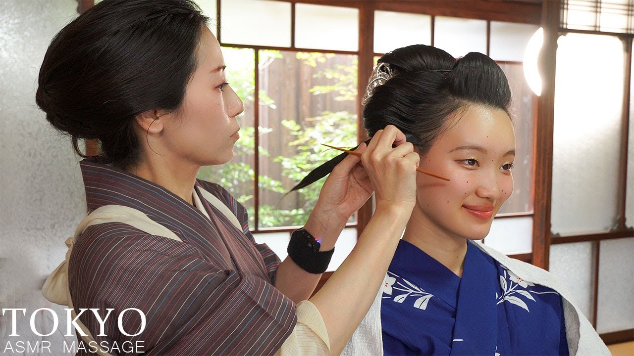 ASMR | Традиционная японская прическа майко — очень милая
