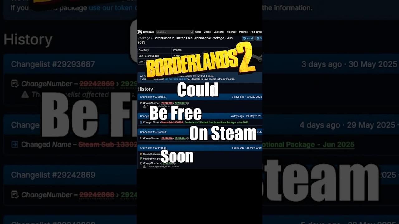 *CONFIRMED* Borderlands 2 FREE ON STEAM! SteamDB Leak! 