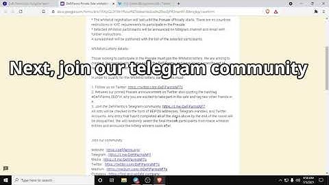 DEFIFARMS WHITELIST REGISTRATION TUTORIAL