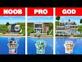 Minecraft NOOB vs PRO vs GOD: MODERN FAMILY BEACH HOUSE BUILD CHALLENGE