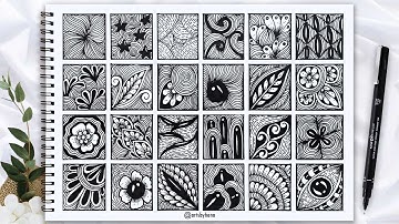 24 Zentangle Patterns For Beginners🌼 How To Draw Zentangle Patterns🌼  Zentangle Patterns
