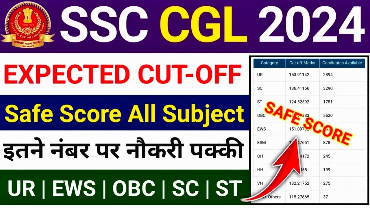SSC CGL Expected Cut Off 2024 | SSC CGL Safe Score 2024 | SSC CGL Cut ...