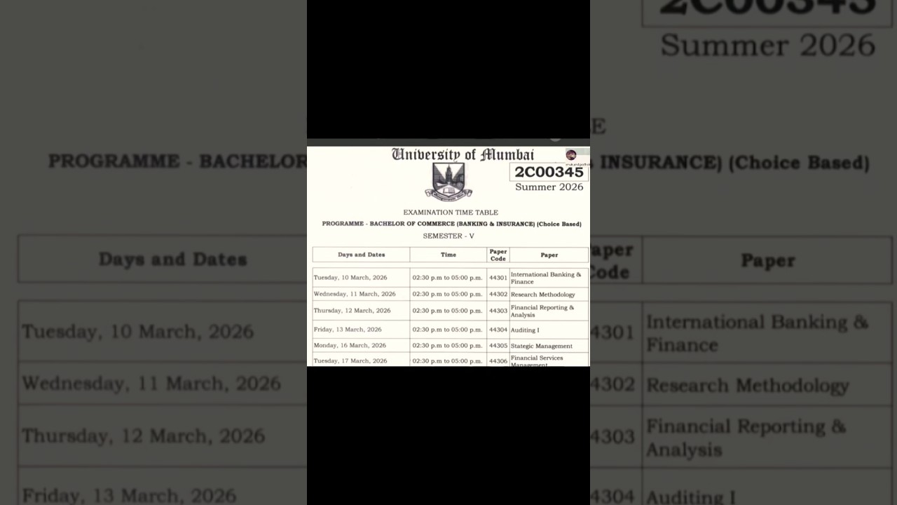 Расписание летних экзаменов BBI SEM-V Atkt на 2026 год l 