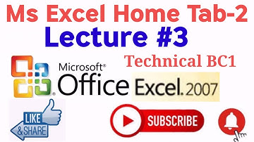 Ms Excel 2007 | Full Course | Home Tab-2 | Lecture | Lesson | class |Urdu Hindi/Tutorial #3