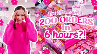 200 Orders in 6 HOURS!? Packing Orders After a Big Launch Day 🩷 SMALL BUSINESS STUDIO VLOG ✨