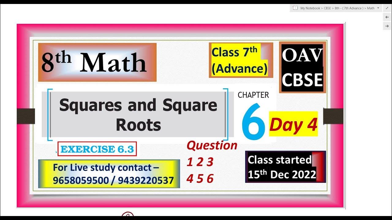 6-square-and-square-root-day-5-exercise-6-3-question-1-2-3-4-5-6