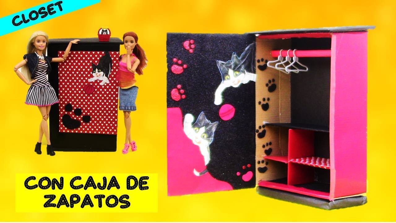 Como Ropero de Barbie con una Caja de Zapatos inspirado mi Gata Pandita!!🐱 FACIL! - YouTube