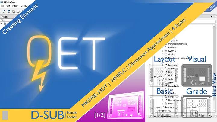 QET QElectroTech, Creating Element : MK070E-33DT | Kinco HMI+PLC | Hind View (1/2)
