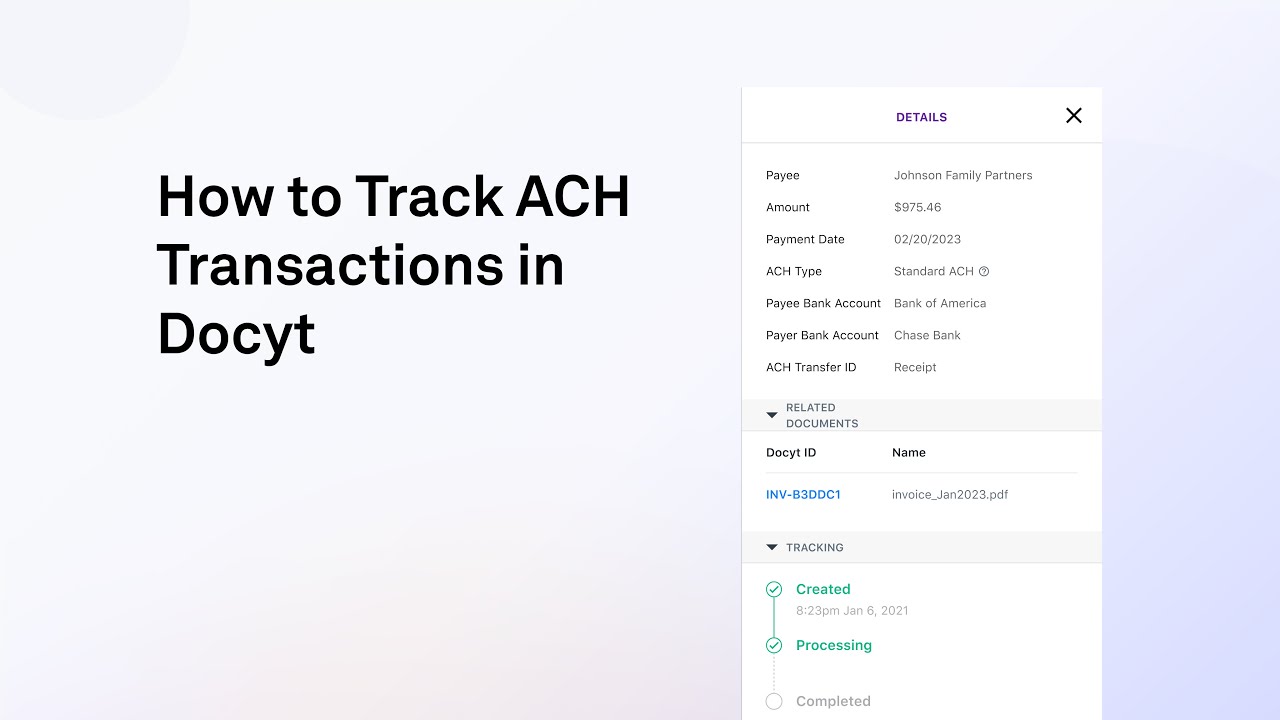 How to Track ACH Transactions in Docyt - YouTube