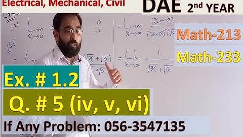Lec. 13 | DAE 2nd Year Math | Exercise 1.2 | Q.No. 5 | 4 5 6 | Functions and Limits| Math 213  233 |