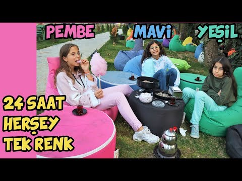 24 SAAT BOYUNCA TEK RENK CHALLENGE | HERŞEY PEMBE MAVİ YEŞİL - Işıl Güler & Babishko Family