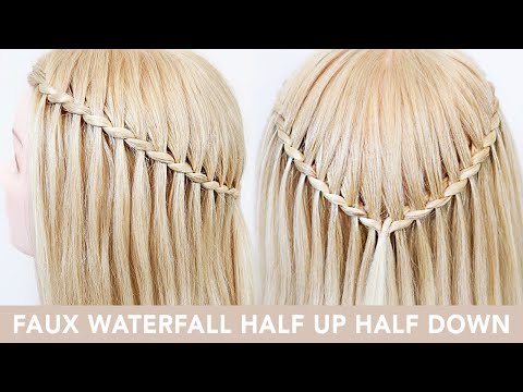 Faux Waterfall Braid For Beginners - Pull Hair Through - Quick & Easy Half up Half Down Hairstyle