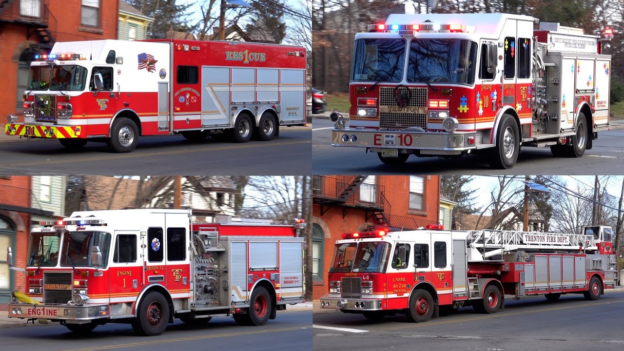 Trenton Fire Department Rescue 1, Engine 10, Engine 1 & Ladder 4 Responding