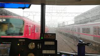 ブレーキ操作が上手い運転手さん!。名鉄3100系3121F一部特別車特急岐阜行神宮前➯岐阜前面展望