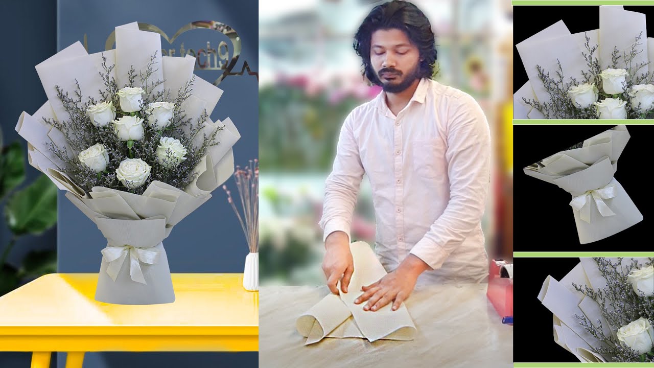 7 roses arrange flowers Bouquet. || flower wrapping