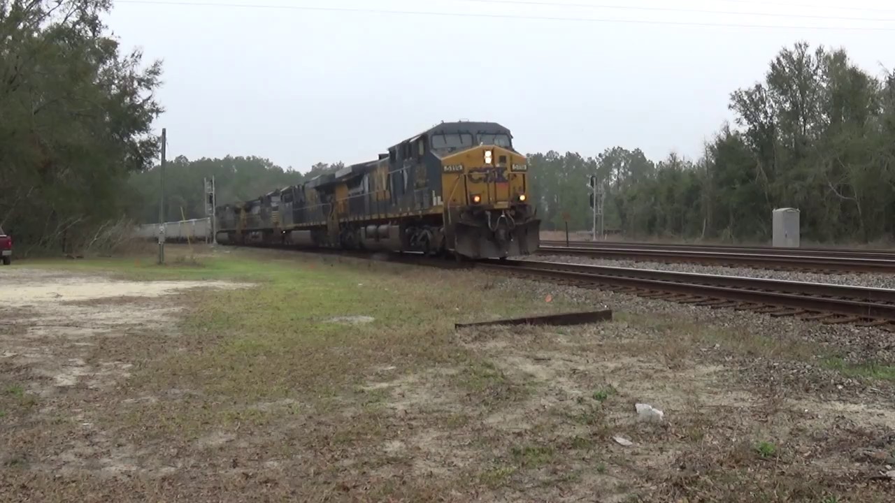 CSXT #5119 Leads Q455-17 with NS, Folkston, GA - YouTube