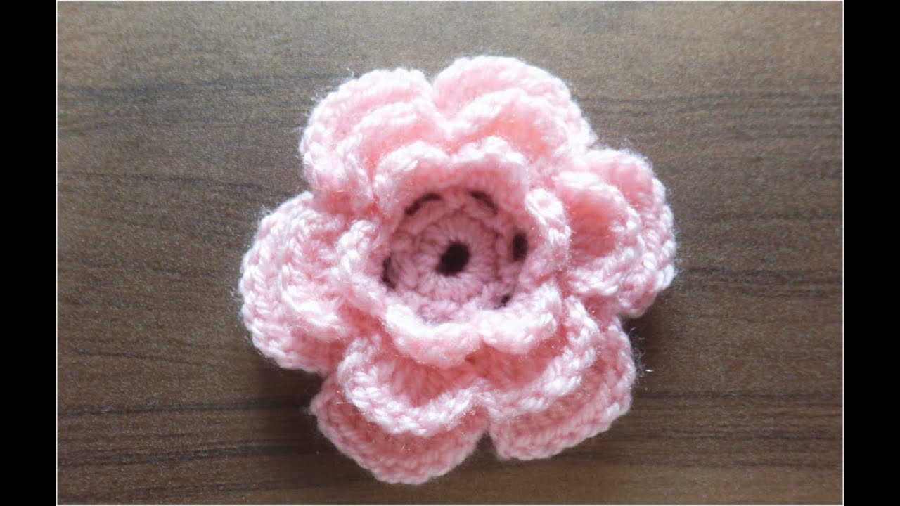 立体的な花の編み方 ５ かぎ針編み How To Crochet 3d Flower Crochet And Knitting Japan Youtube