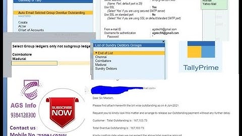 Auto Email Select Group Ledger Outstanding Statements Overdue statement mailing client AGSTECH TDL
