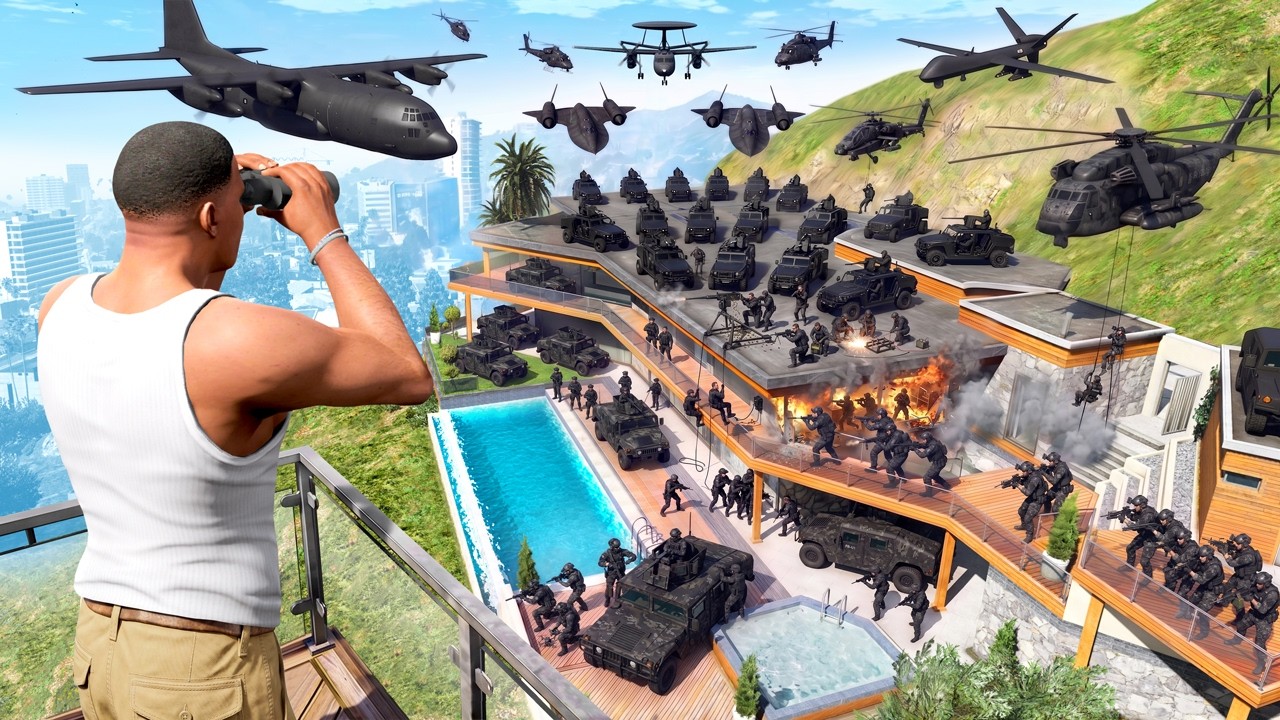 GTA 5 - Franklin's House Gets RAIDED by the BLACK OPS!