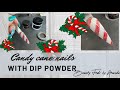 Candy cane nails - easy dip powder holiday look