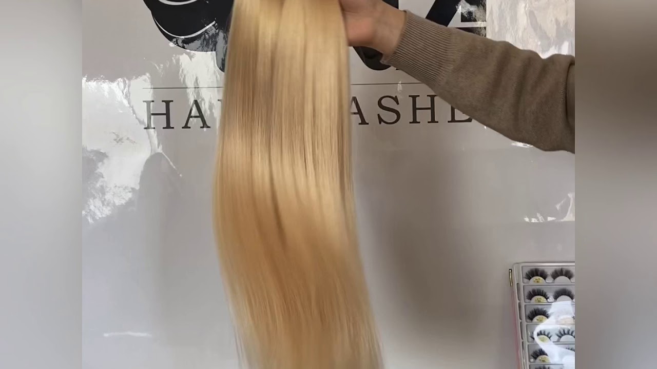Blonde double drawn russian remy human hair weft