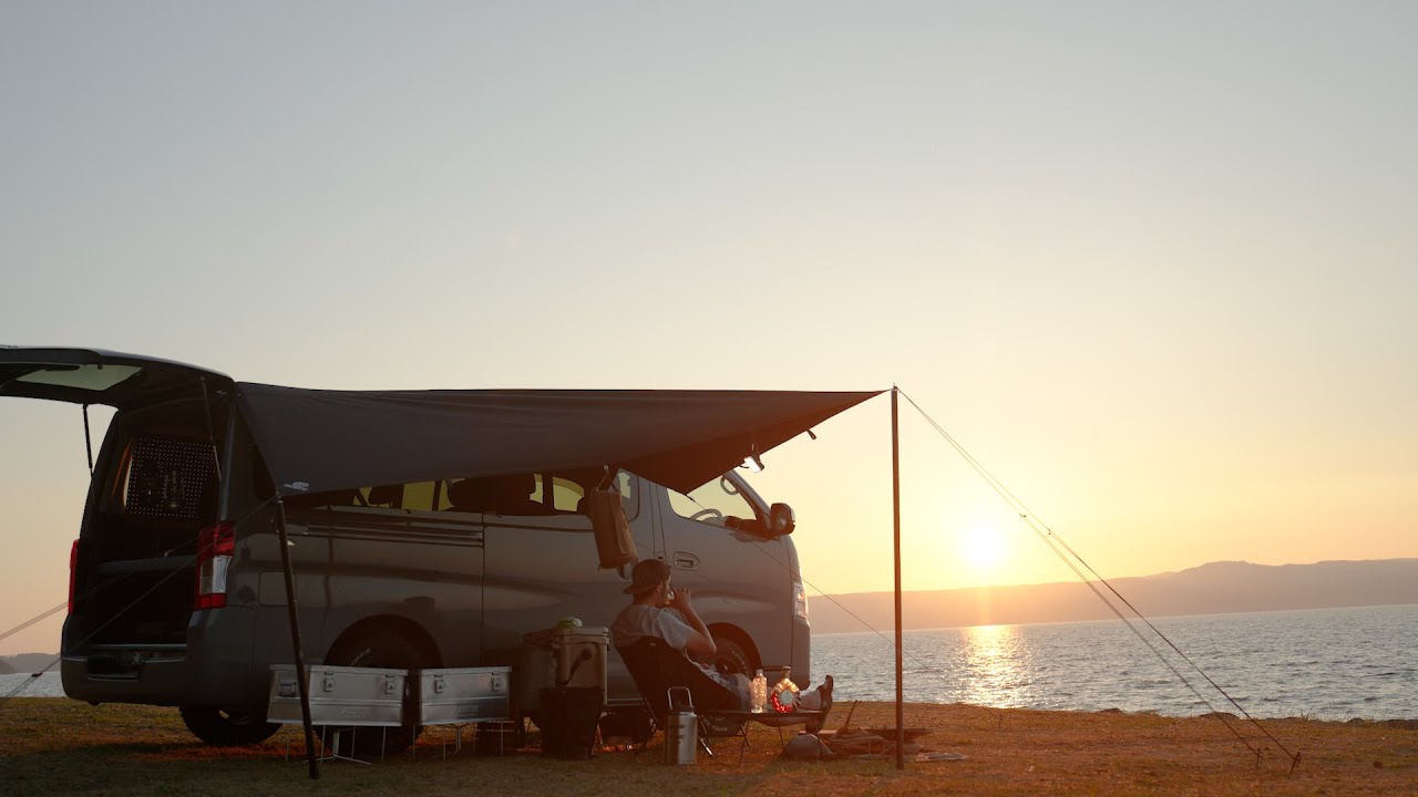 【車中泊キャンプ】キャラバンで行く海を独り占めした夏を感じる車中泊キャンプ。お酒好きに送る晩酌動画ASMR