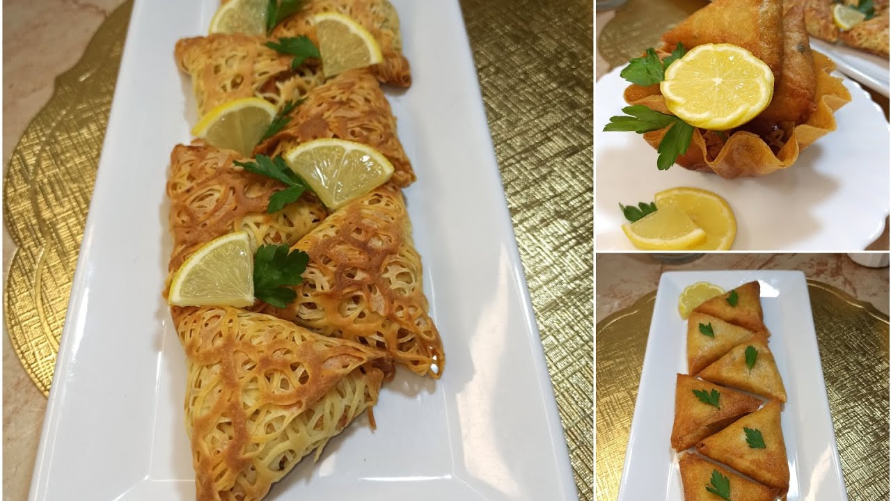 زوج انواع من مملحات نوع باورق دول الجاهزة و ثاني اورق صنع منزلي مع حشوا طري/البنة و شكل و قرشة تحفة