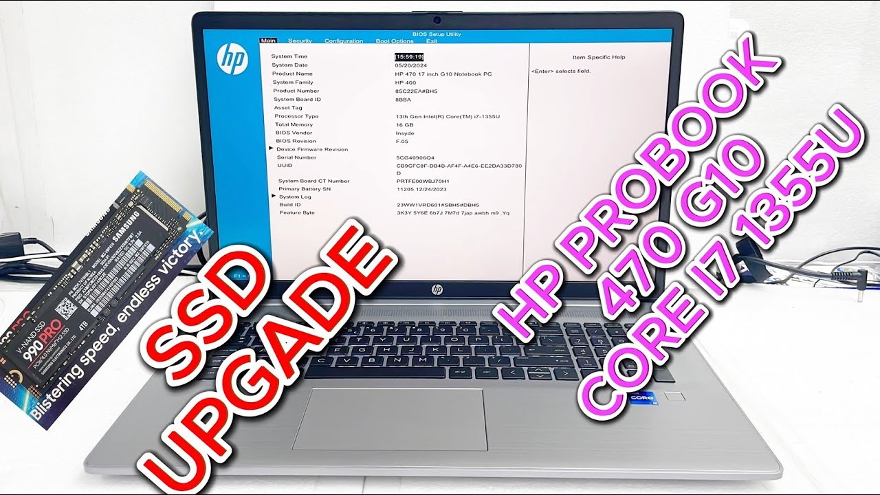HP ProBook 470 G10 i7-1355U SSD Upgrade Tutorial | 85C22EA