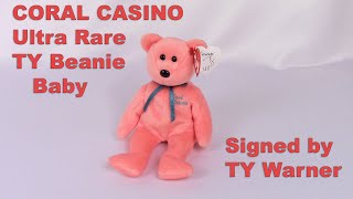 Famous CORAL CASINO Bear TY Beanie Baby (Signed by TY Warner) - Review & Value information - BBToyStore.com Profile