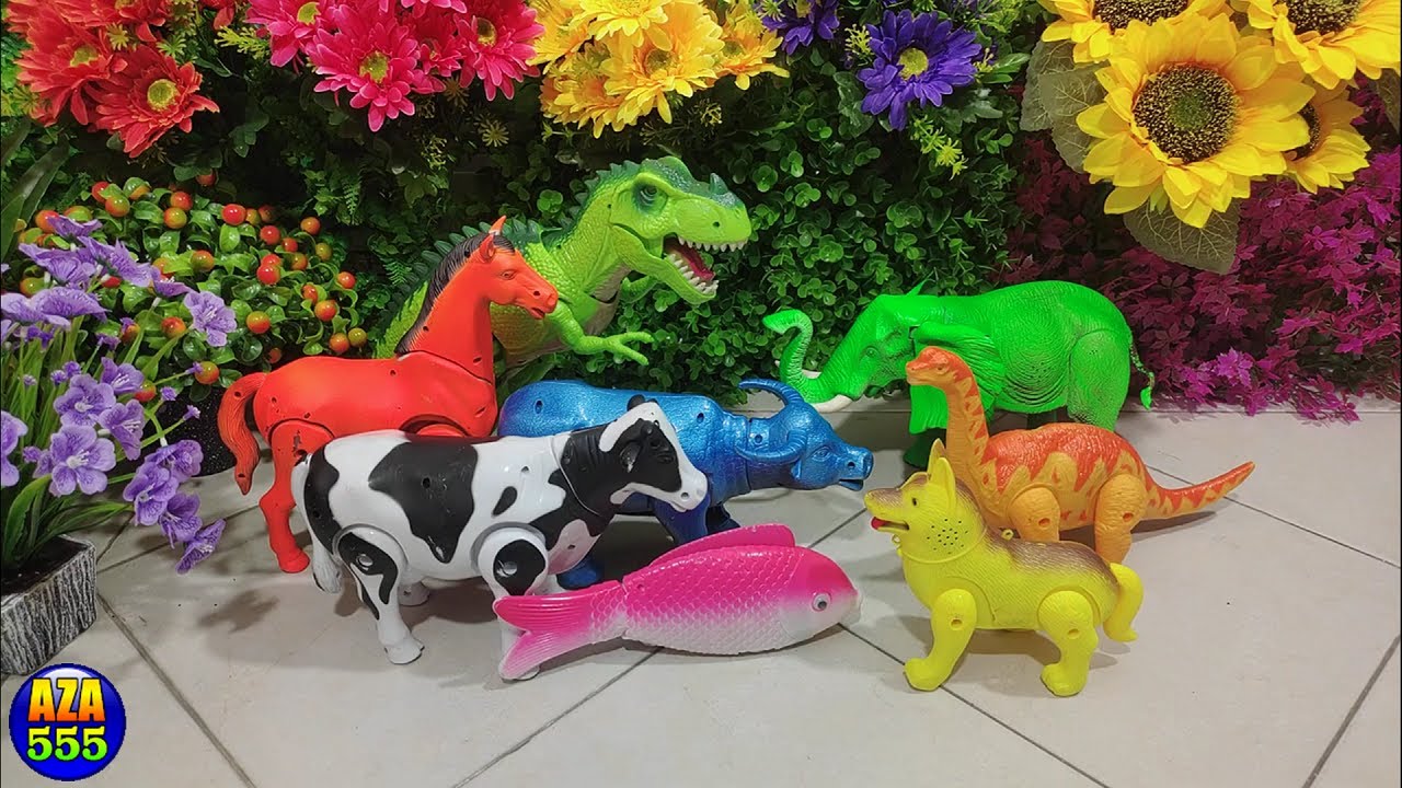 AZA555 | สีต่างๆของสัตว์ ช้างม้า วัว ควาย ไดโนเสาร์ ปลา หมา cow buffalo elephant horse dinosaur fish