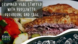 Detailed Crumbed veal stuffed with prosciutto, provolone and sage! Information