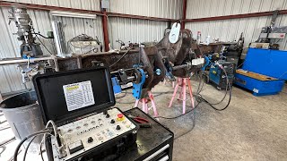 Line Boring and Bore Welding at the Same Time/ Cutting two holes at once.