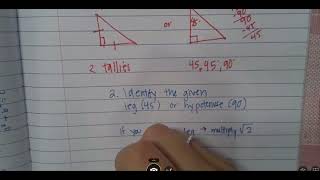 Special Right Shortcut Isosceles Right Triangle Notes Examples Geometry Tutoring