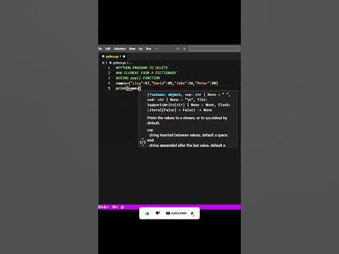 PYTHON program to delete an element from dictionary #python # ...