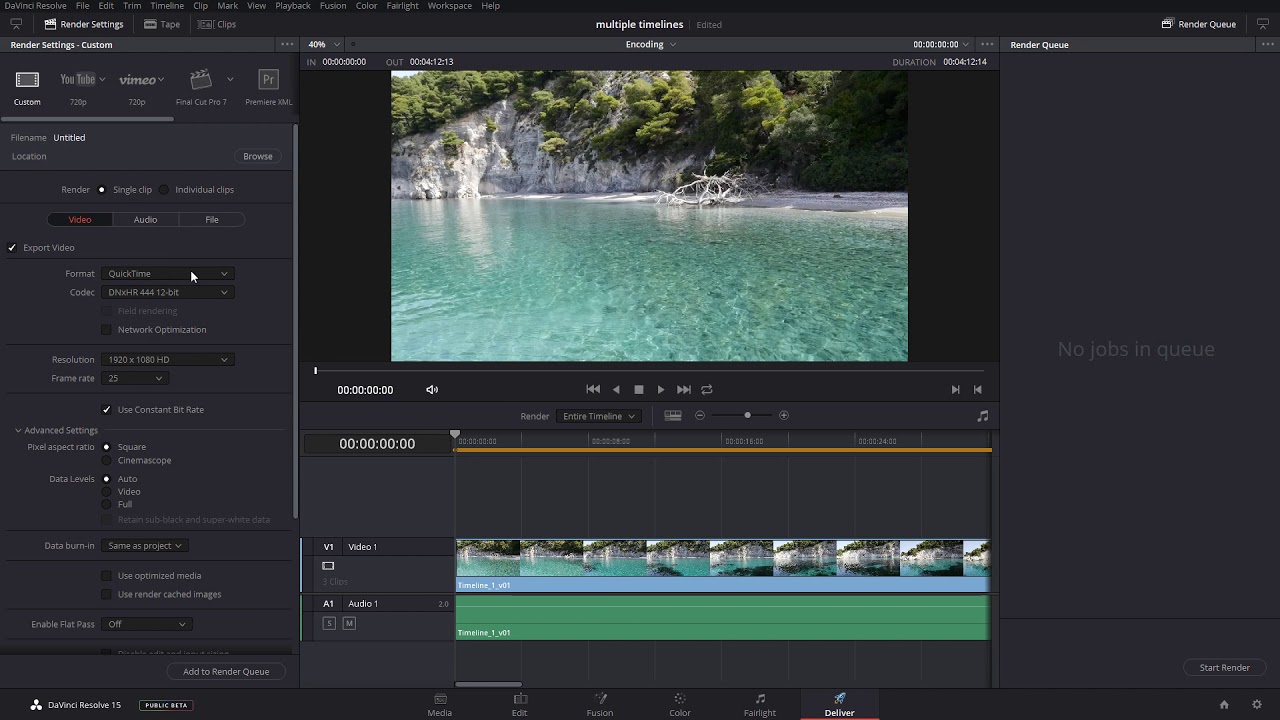 How to render in davinci resolve 15