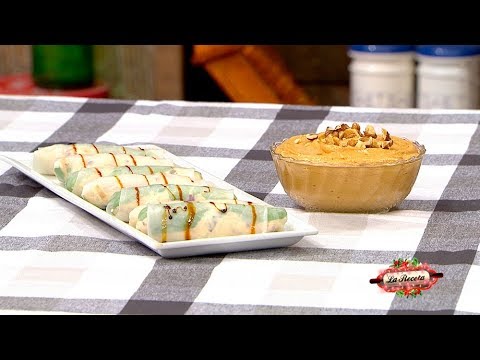 Rolls de pollo y mousse de dulce de leche