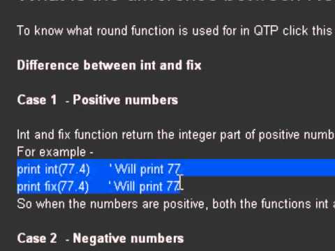 difference between Round, Int and Fix in QTP