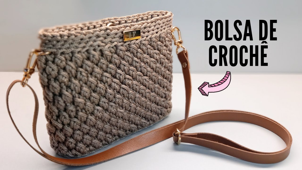 BOLSA DE CROCHÊ com ponto ESPIGA - feita com fio náutico