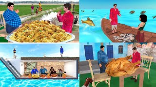 🍗 Best Amazing Funny Video Cartoon Moral Story Food Challeneg  Hindi Kahani