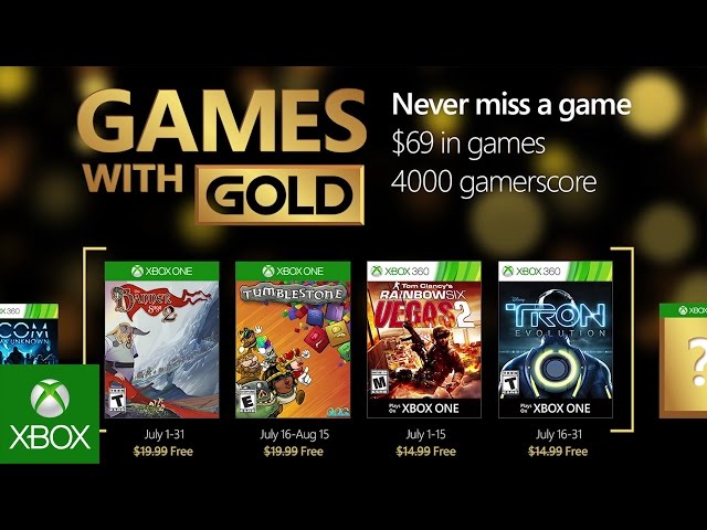Xbox Live Games With Gold For July Announced