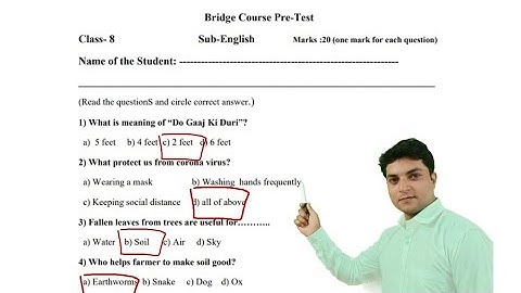 Bridge Course Pre-Test | Std.-8 English | solution | Narayani Tech Academy