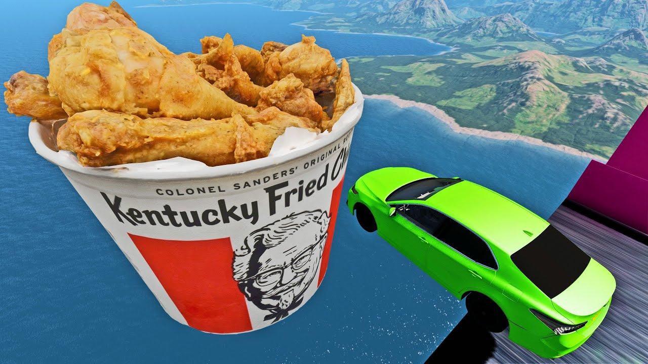 Beamng Drive Tasty KFC Fried Chicken Cars Jump Car Crashes YouTube