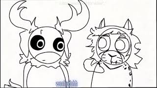 Mocking Irish Elk & Amphimachairodus Lion Short Gift For