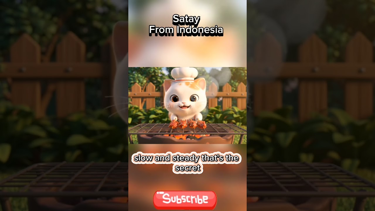 Mimi the Cat Chef Cooks Indonesian Beef Satay | Cute Cooking Animation 