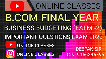 bcom 3rd  business budgeting || bcom 3rd year ||Business Budgeting (EAFM-2) ||