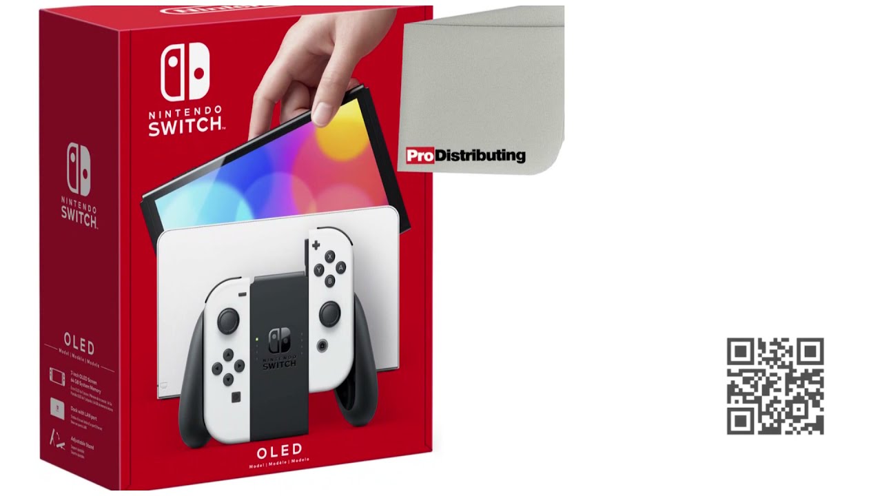 Nintendo Switch OLED Model White Joy Con and Dock with Screen Cleaning Cloth