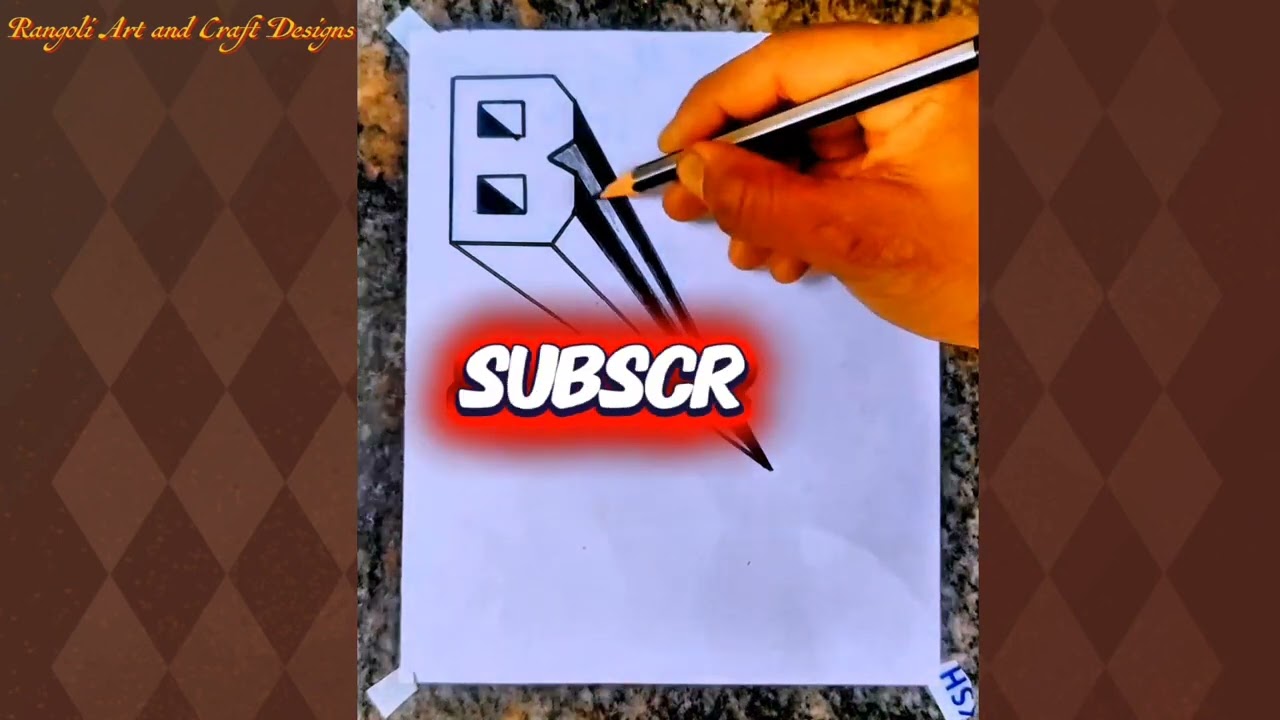 Amazing 3D Letter (B) Art😮||Easy Art on Paper 😲😲||children art||Simple drawing 3D Art....